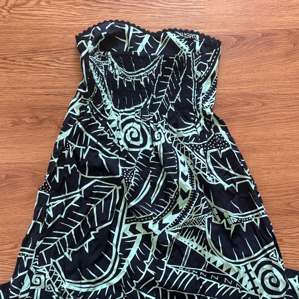 Missing Polynesia Strapless Maxi Dress Black & Li… - image 6